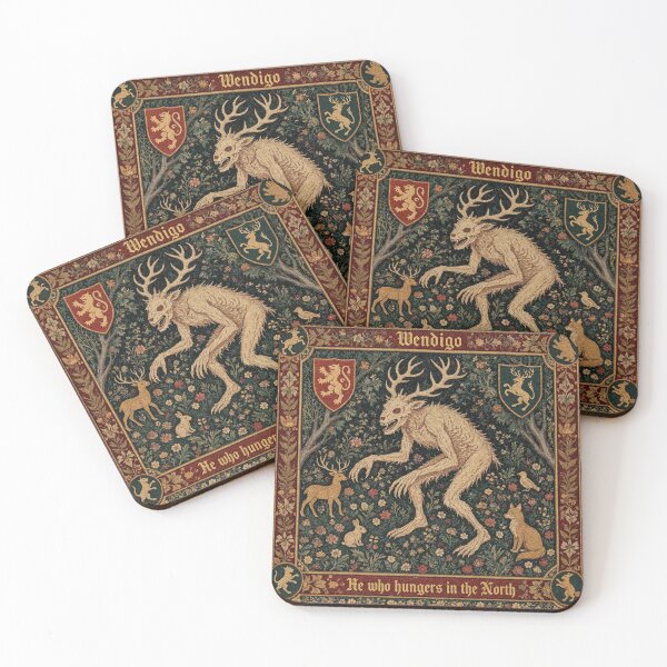 Artikelvorschau, Wendigo-Kryptid – Stil mittelalterlicher Wandteppiche entworfen und verkauft von Vintage Designs +.