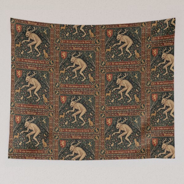 Item preview, Wendigo cryptid - Medieval tapestry style designed and sold by Vintage Designs +.