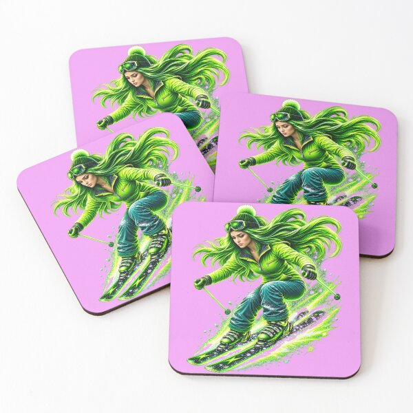 Item preview, Neon Green Hair Ski Girl designed and sold by MagicCrystal.