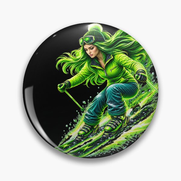 Item preview, Neon Green Hair Ski Girl designed and sold by MagicCrystal.