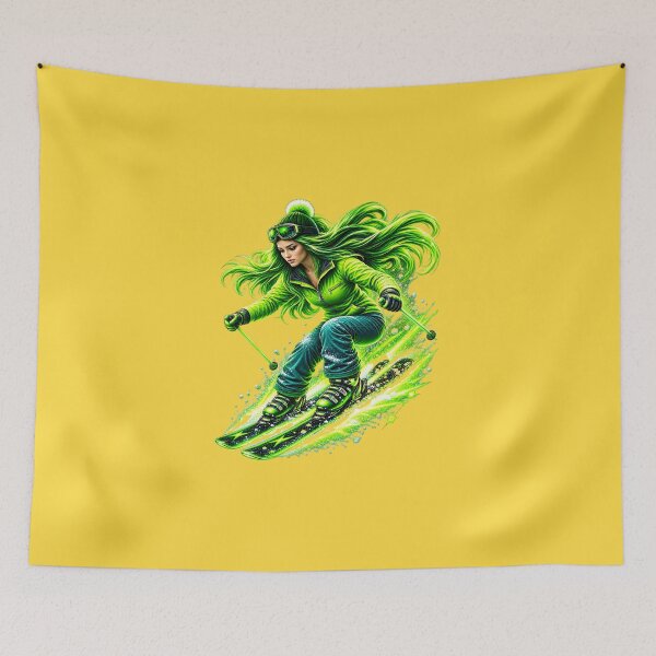 Item preview, Neon Green Hair Ski Girl designed and sold by MagicCrystal.