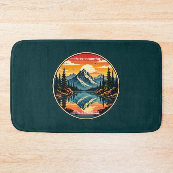 Item preview, RETRO MOUNTAIN WITH  TREES  REFLECTION  IN  LAKE designed and sold by Brewgoodness.