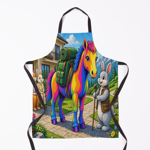 Item preview, Cute Rainbow Horse Hiking with Backpack and Animal Friends Pop Art - Tugy designed and sold by Breezes-of-Ida.