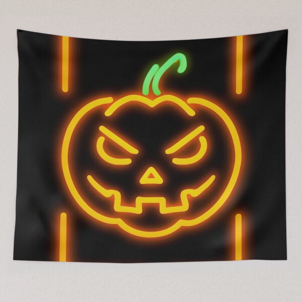 Item preview, Menacing Neon Halloween Pumpkin – Glowing Jack-O'-Lantern designed and sold by FestivityFinds.