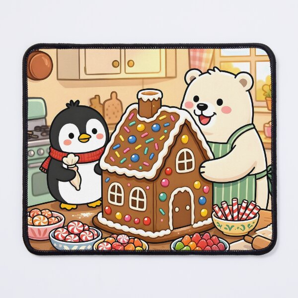 Item preview, Cute Polar Bear Penguin Gingerbread House Christmas designed and sold by Herodestroyer.