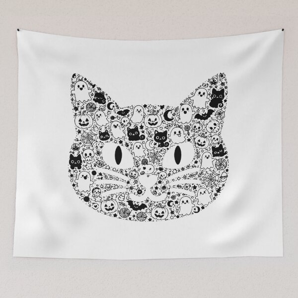 Item preview, HALLOWEEN DOODLE COLLECTION - BLACK CAT HEAD designed and sold by WheelieGdArt.