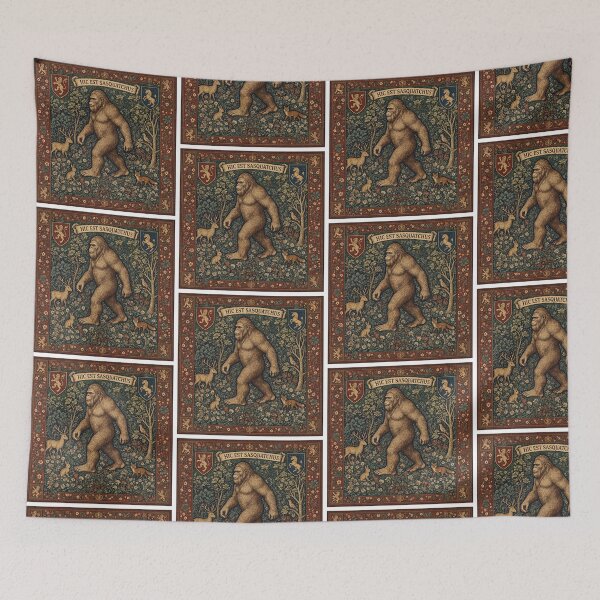 Item preview, Bigfoot cryptid - Medieval tapestry style designed and sold by Vintage Designs +.