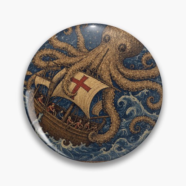 Item preview,  Kraken cryptid - Medieval tapestry style designed and sold by Vintage Designs +.