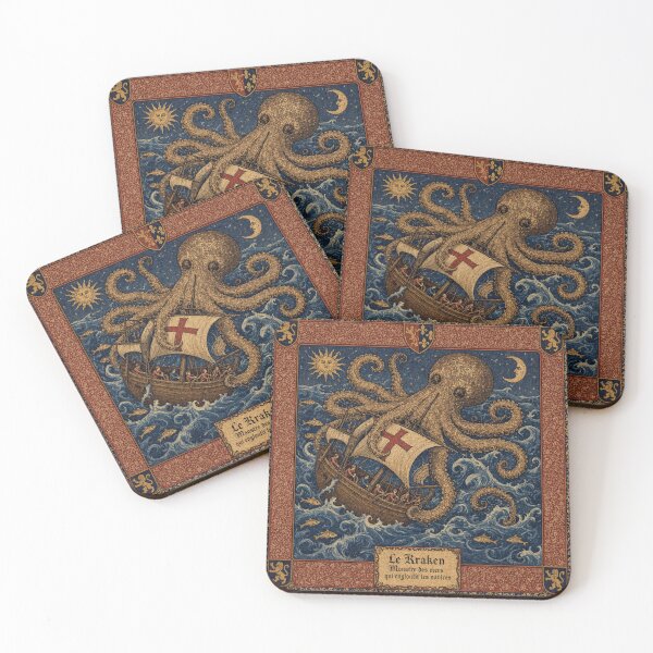 Artikelvorschau, Kraken-Kryptid – Stil mittelalterlicher Wandteppiche entworfen und verkauft von Vintage Designs +.
