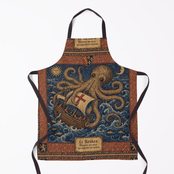 Item preview, Kraken cryptid - Medieval tapestry style designed and sold by Vintage Designs +.