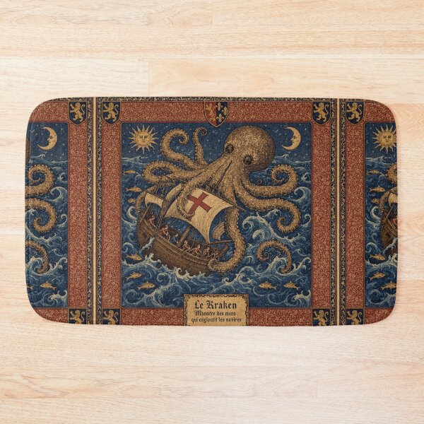 Item preview,  Kraken cryptid - Medieval tapestry style designed and sold by Vintage Designs +.
