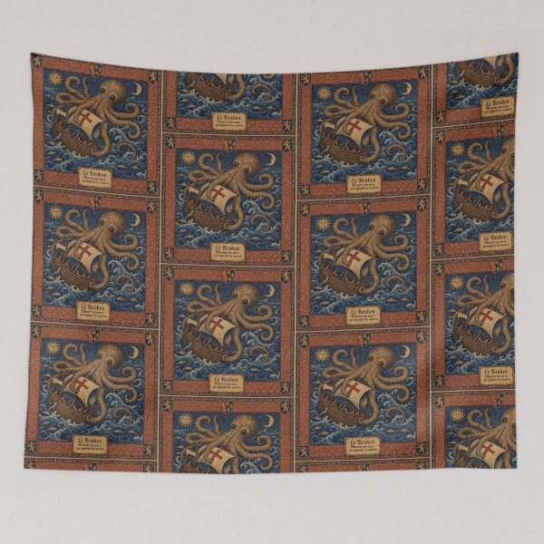 Item preview,  Kraken cryptid - Medieval tapestry style designed and sold by Vintage Designs +.