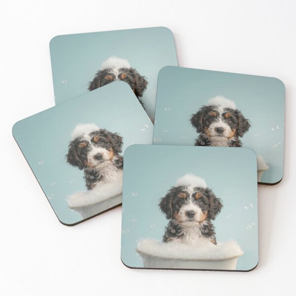 Item preview, Baby Bernedoodle Bubble Bath Cute Nursery Bathroom Wall Art designed and sold by LazyOwlStore.