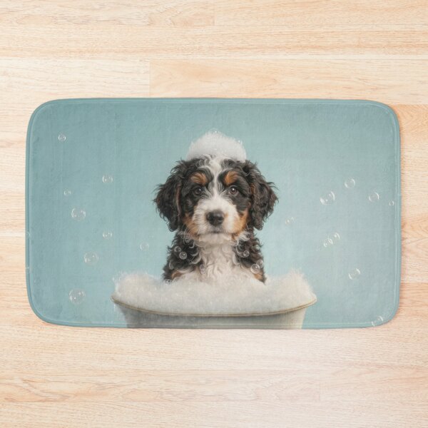 Artikelvorschau, Baby Bernedoodle Schaumbad Niedliche Kinderzimmer Badezimmer Wanddeko entworfen und verkauft von LazyOwlStore.
