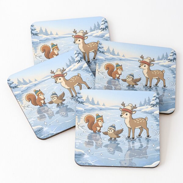 Item preview, Cute Deer Squirrel Bird Ice Skating Winter Animals designed and sold by Herodestroyer.