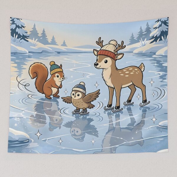 Item preview, Cute Deer Squirrel Bird Ice Skating Winter Animals designed and sold by Herodestroyer.