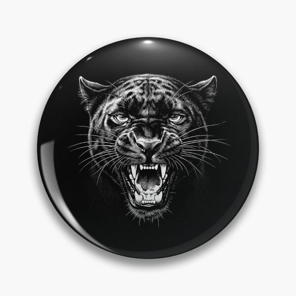 Item preview, Roaring Black Panther - Nocturnal Predator Woodcut Scratchboard Art Print designed and sold by FreiherrPK.
