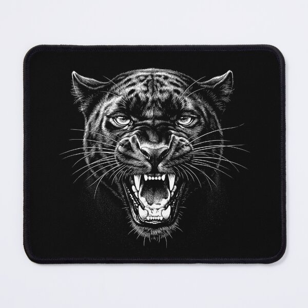 Item preview, Roaring Black Panther - Nocturnal Predator Woodcut Scratchboard Art Print designed and sold by FreiherrPK.
