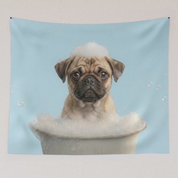 Aperçu de l'œuvre Bébé Puggle Bain Moussant Mignon Décoration Murale pour Salle de Bain de Chambre d'Enfant créée et vendue par LazyOwlStore.