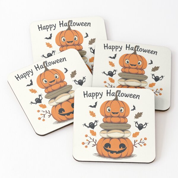 Item preview, Happy Halloween Stacked Pumpkins Design designed and sold by IntelliMindDesigns.