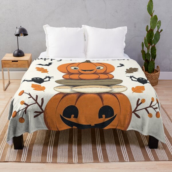 Item preview, Happy Halloween Stacked Pumpkins Design designed and sold by IntelliMindDesigns.