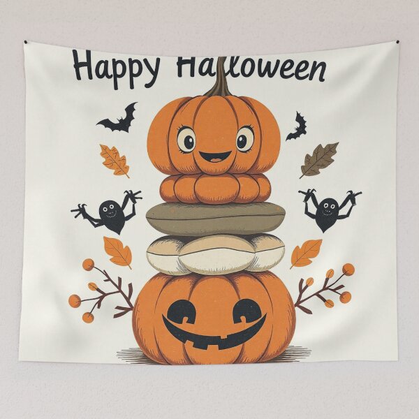 Item preview, Happy Halloween Stacked Pumpkins Design designed and sold by IntelliMindDesigns.