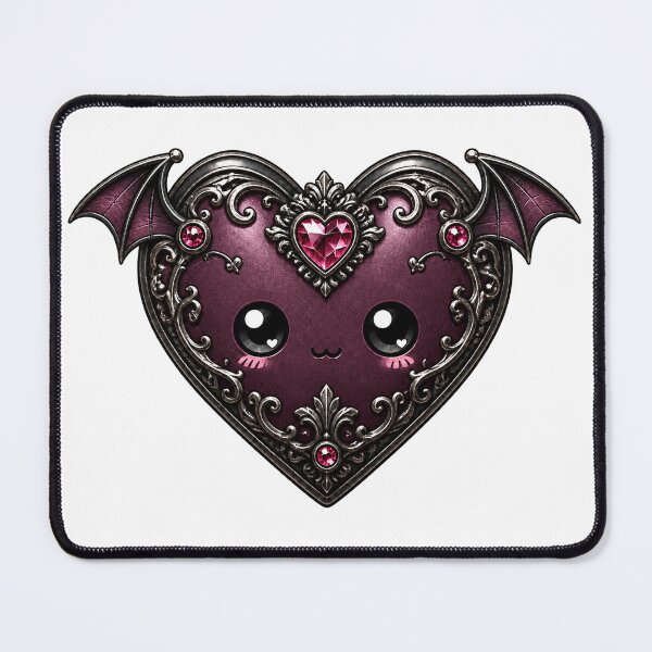 Aperçu de l'œuvre Cœur Kawaii Goth rose et noir créée et vendue par Based-Bear.