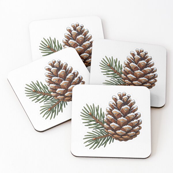 Item preview, Snowy Pinecone with Evergreen Pine Branch Winter Nature designed and sold by Herodestroyer.