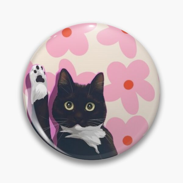 Item preview, Funny Tuxedo Cat Leg Up Retro Pink Floral Art designed and sold by cezzarie.