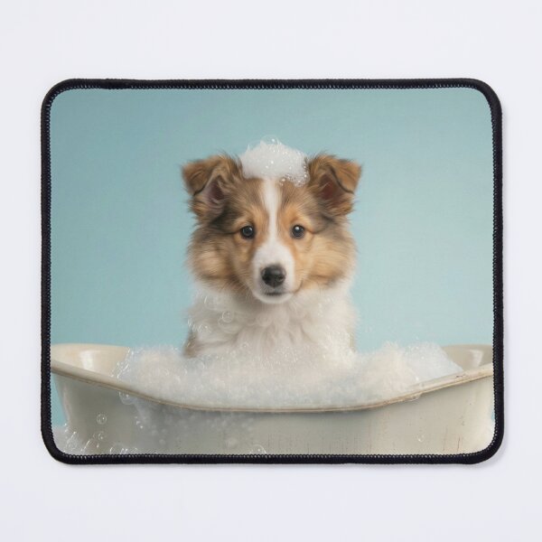 Item preview, Baby Shetland Sheepdog Bubble Bath Cute Nursery Wall Art designed and sold by LazyOwlStore.