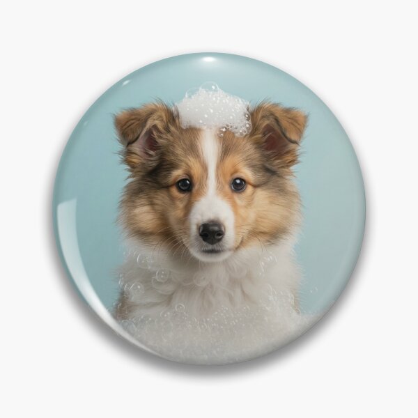 Item preview, Baby Shetland Sheepdog Bubble Bath Cute Nursery Wall Art designed and sold by LazyOwlStore.
