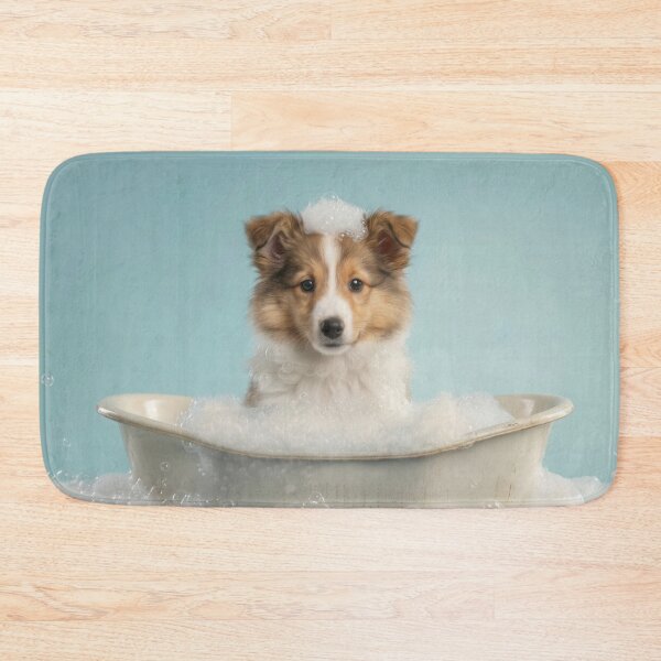 Item preview, Baby Shetland Sheepdog Bubble Bath Cute Nursery Wall Art designed and sold by LazyOwlStore.