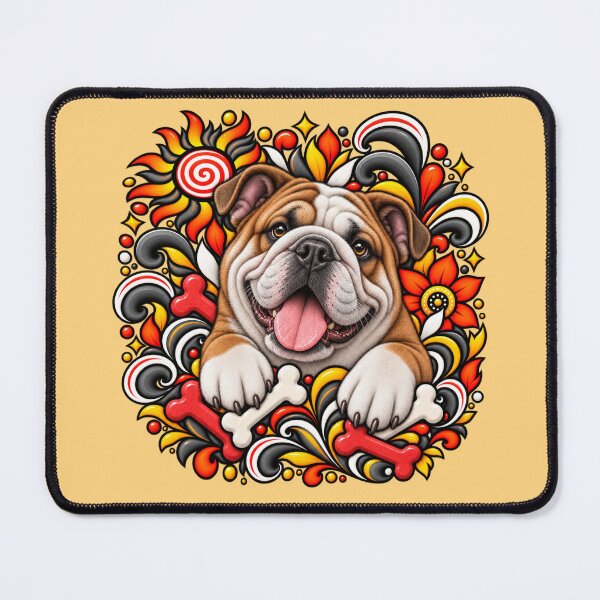 Item preview, Bulldog Floral Art - Bones & Swirls Decor designed and sold by PixelsPaws.