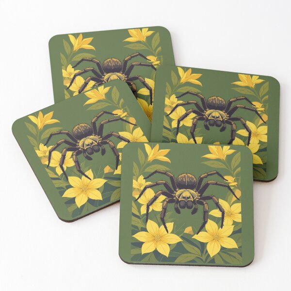Item preview, Wolf-Spider Surrounded By Yellow SC Flowers designed and sold by taiche.