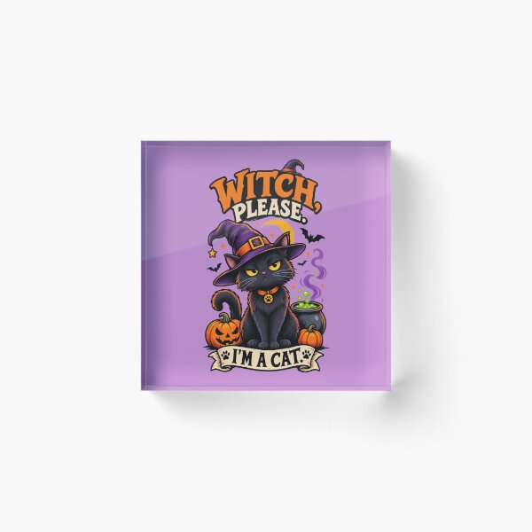 Item preview, Witch Please I'm A Cat Funny Black Cat Halloween Witch Hat Art designed and sold by RealCuties.