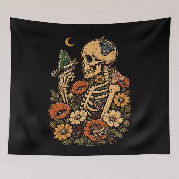 Item preview, skeleton with butterflies and flowers design Halloween designed and sold by rafaeltto.
