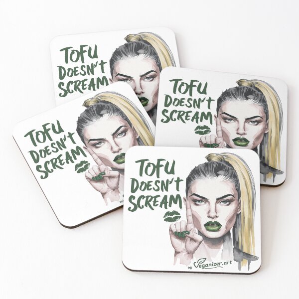 Item preview, Tofu Doesn't Scream Green Lipstick Watercolor designed and sold by Veganizer.art.