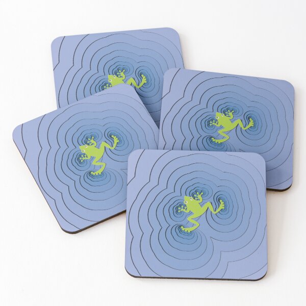 Item preview, Green paper cutout frog with blue ripples designed and sold by Keltoi-art.