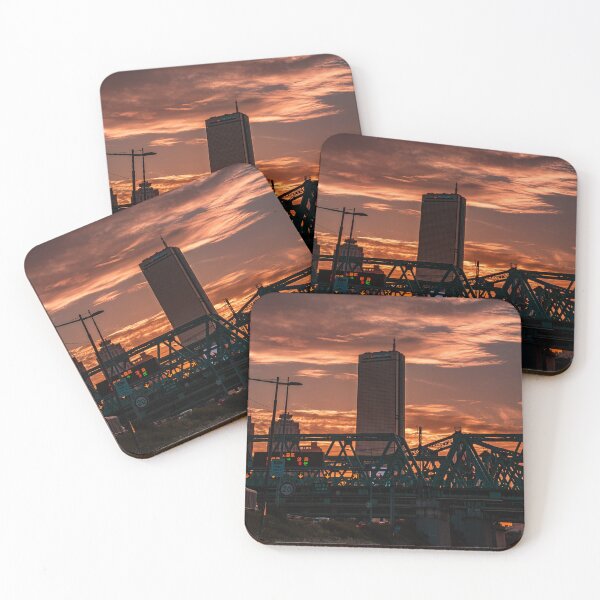 Item preview, Dramatic Sunset Behind Urban Iron Bridge designed and sold by Nightwindow.