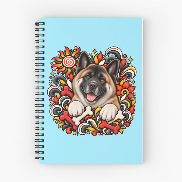 Item preview, American Akita Floral Art - Bones & Swirls Decor designed and sold by PixelsPaws.