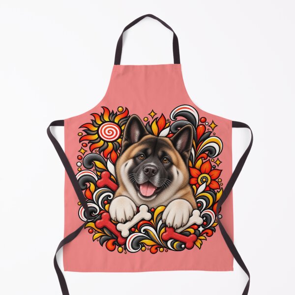 Item preview, American Akita Floral Art - Bones & Swirls Decor designed and sold by PixelsPaws.