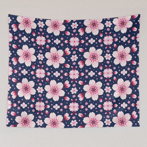 Item preview, Cherry Blossom Pattern on Blue Background designed and sold by DesignedOutside.
