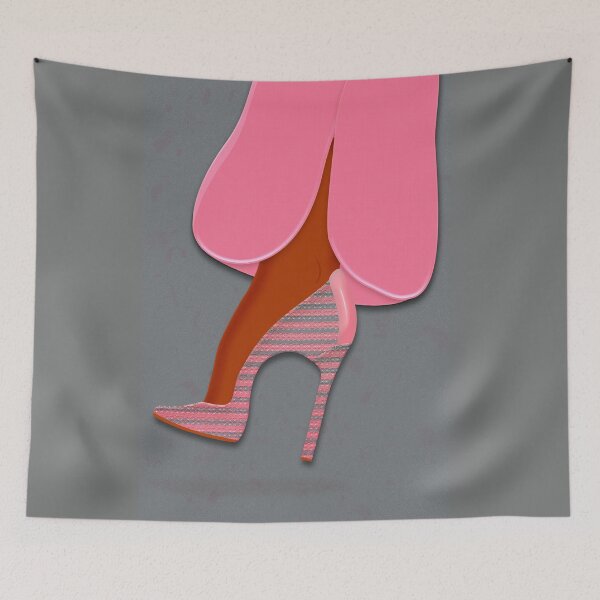Item preview, Pink trouser and colorful high heel shoe 2 designed and sold by Yamy Morrell Art and Design.