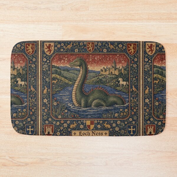 Item preview, Loch Ness Monster cryptid - Medieval tapestry style designed and sold by Vintage Designs +.