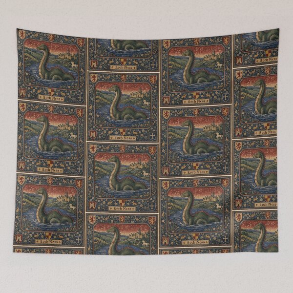 Item preview, Loch Ness Monster cryptid - Medieval tapestry style designed and sold by Vintage Designs +.