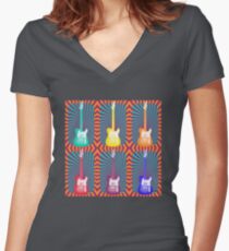 1960s Electric Guitars Women's Fitted V-Neck T-Shirt