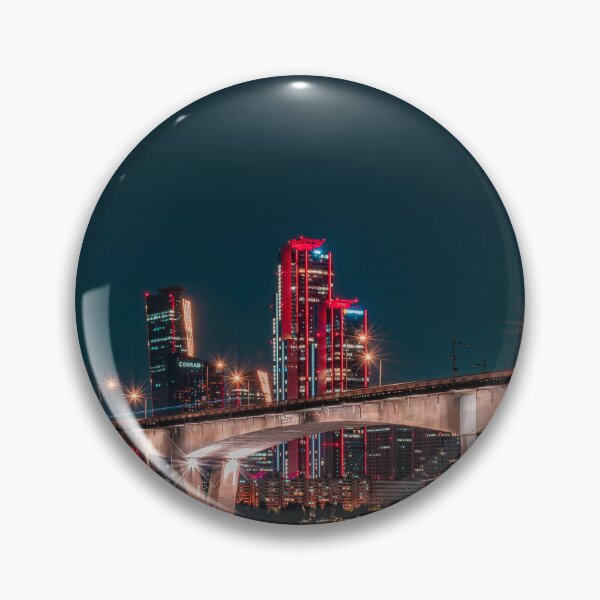 Item preview, Futuristic City Skyline Beyond River Bridge designed and sold by Nightwindow.
