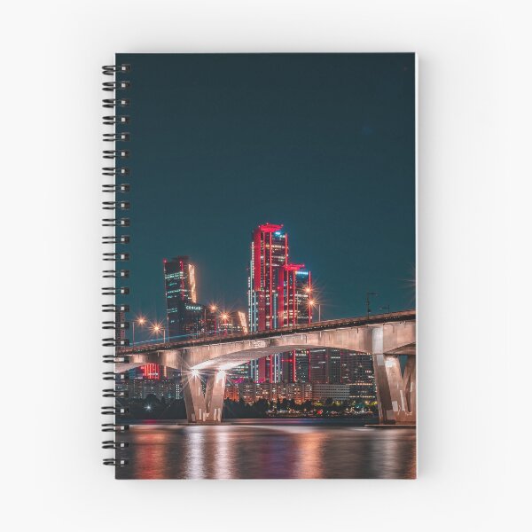 Item preview, Futuristic City Skyline Beyond River Bridge designed and sold by Nightwindow.