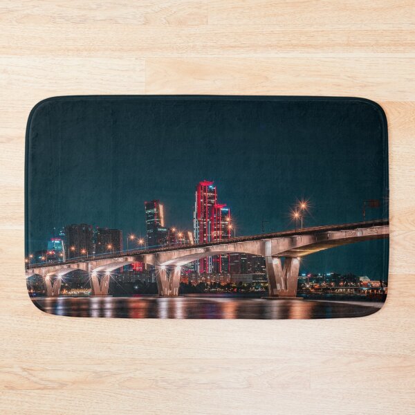 Item preview, Futuristic City Skyline Beyond River Bridge designed and sold by Nightwindow.