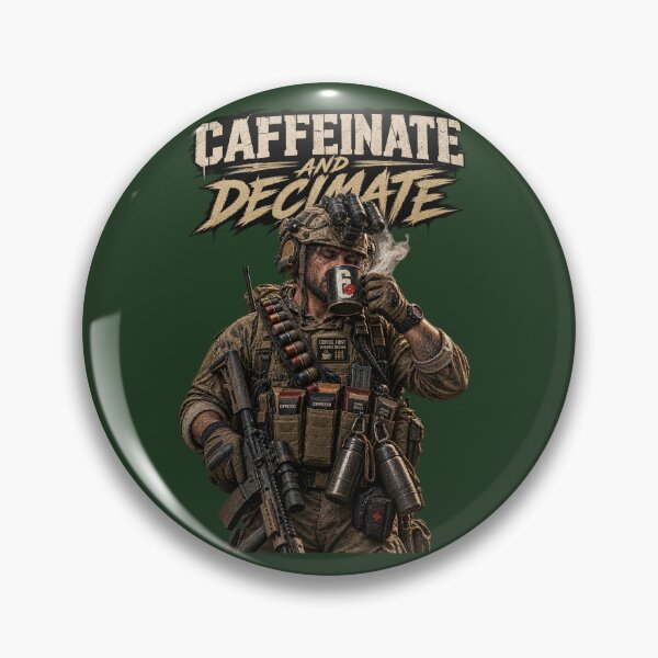Item preview, Caffeinate and Decimate – Tactical Coffee & Military Humor designed and sold by KissMy6 Industries.